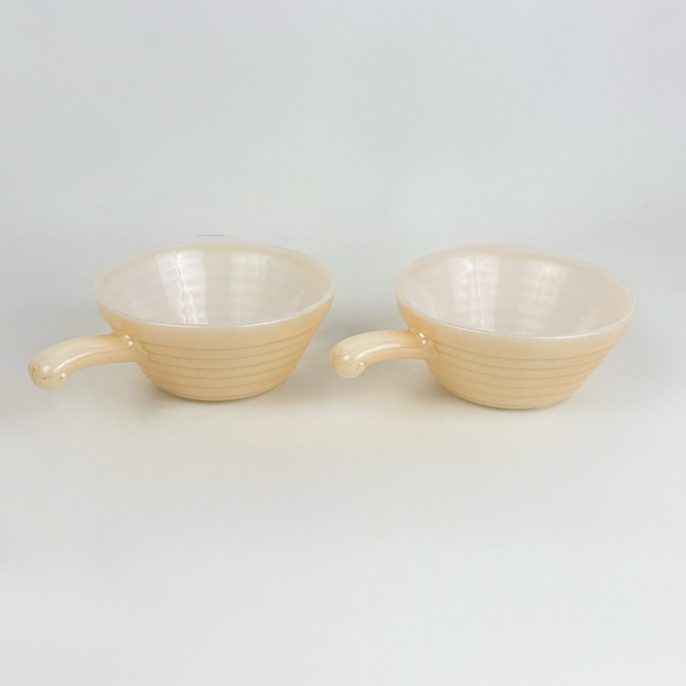 Set of 2 Fire King Peach Luster Beehive Small Bowl Oven Dishes 1960/70’s